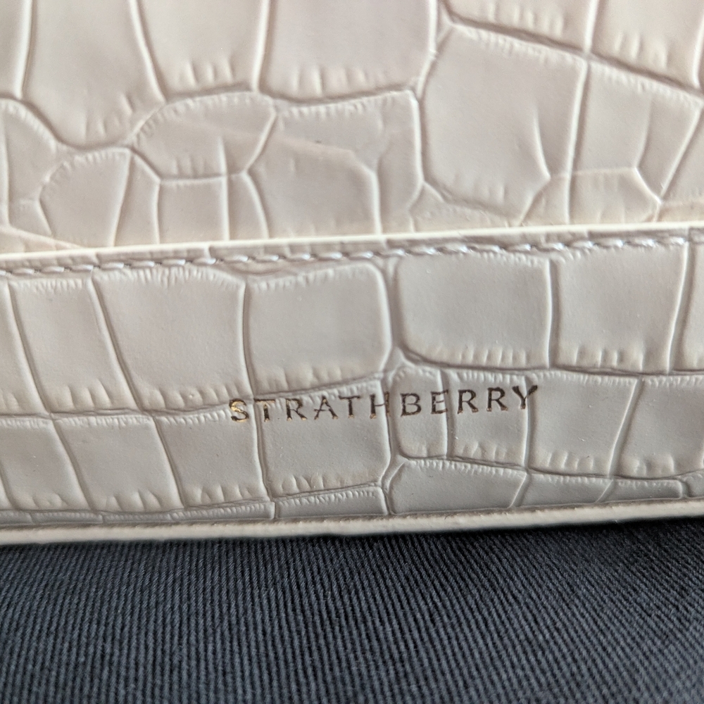 NWT Strathberry Dome Mini Croc-Embossed Leather Vanilla - Picture 7 of 7